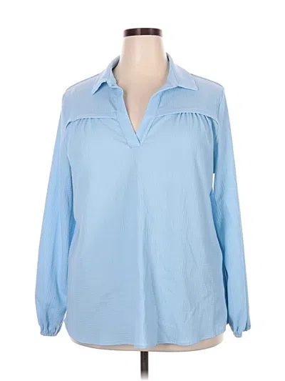 Pre-owned Beacon Long Sleeve Blouse In Blue