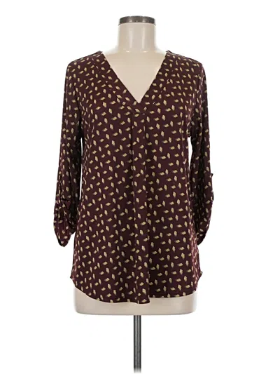 Pre-owned Beacon Long Sleeve Blouse In Burgundy