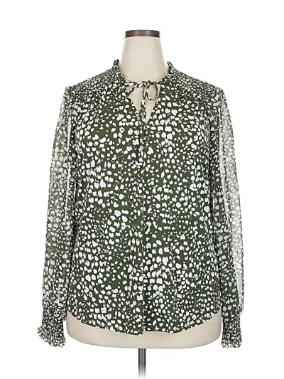 Pre-owned Beacon Long Sleeve Blouse In Green