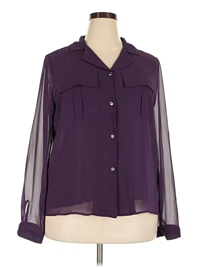 Pre-owned Beacon Long Sleeve Blouse In Purple