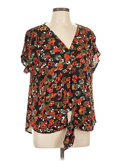 Pre-owned Beacon Short Sleeve Blouse In Black
