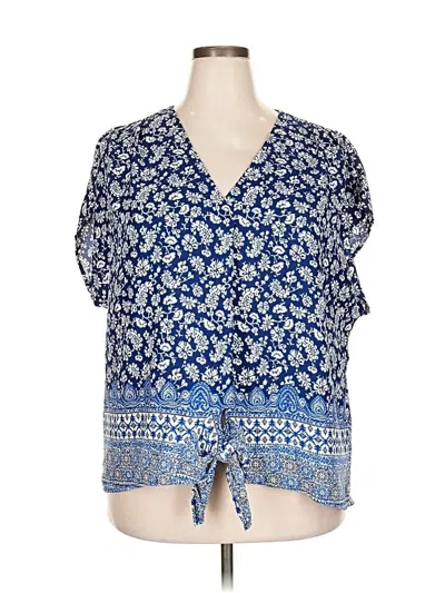 Pre-owned Beacon Short Sleeve Blouse In Blue
