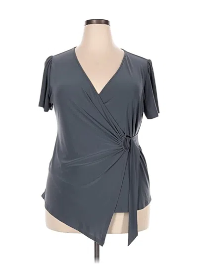 Pre-owned Beacon Short Sleeve Blouse In Gray