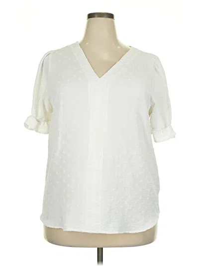 Pre-owned Beacon Short Sleeve Blouse In White
