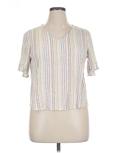 Pre-owned Beacon Short Sleeve Blouse In White