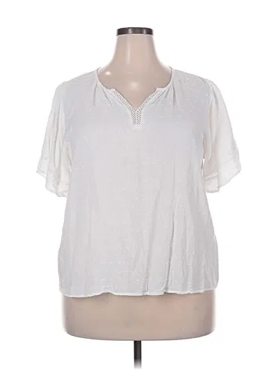 Pre-owned Beacon Short Sleeve Blouse In White