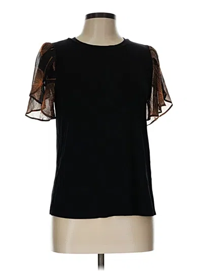 Pre-owned Beacon Short Sleeve Top Black Cold Shoulder Neckline Tops