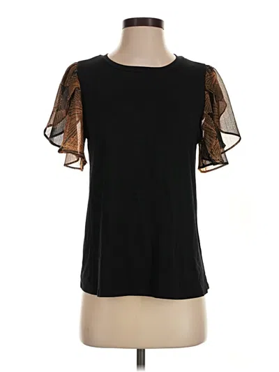 Pre-owned Beacon Short Sleeve Top Black Cold Shoulder Neckline Tops