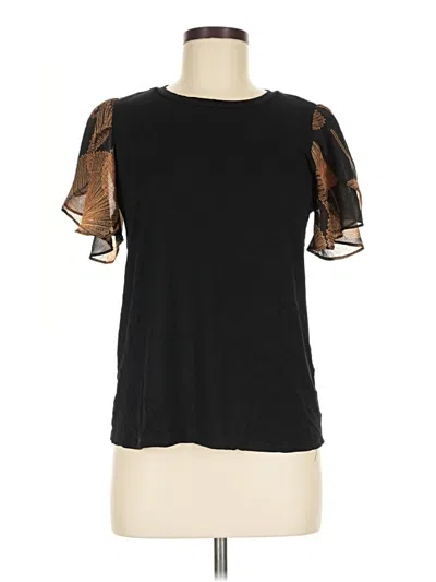 Pre-owned Beacon Short Sleeve Top Black Cold Shoulder Neckline Tops