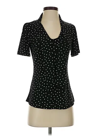 Pre-owned Beacon Short Sleeve Top Black Polka Dots Pattern Sweetheart Neckline Tops