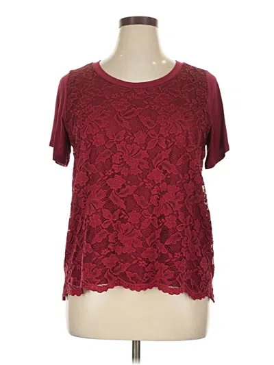 Pre-owned Beacon Short Sleeve Top Burgundy Scoop Neck Tops