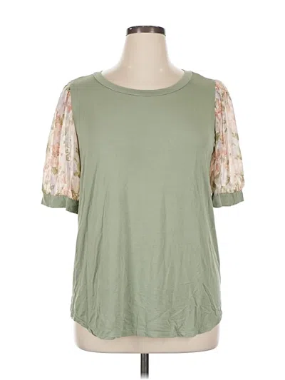 Pre-owned Beacon Short Sleeve Top Green Scoop Neck Tops