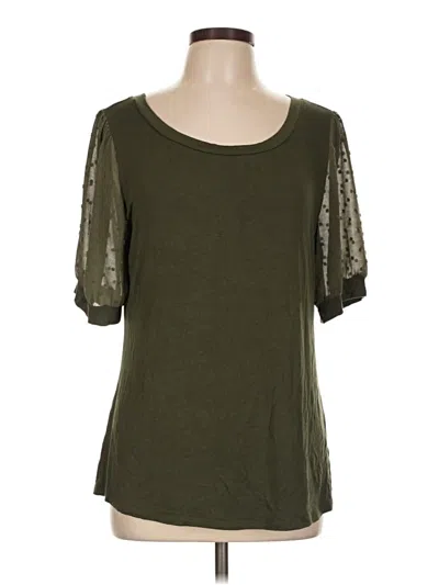 Pre-owned Beacon Short Sleeve Top Green Scoop Neck Tops