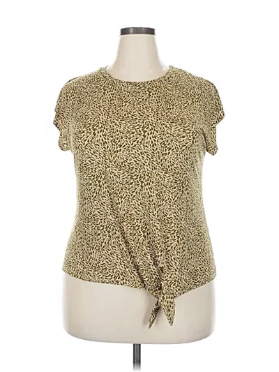 Pre-owned Beacon Short Sleeve Top Tan One Shoulder Neckline Tops In Brown