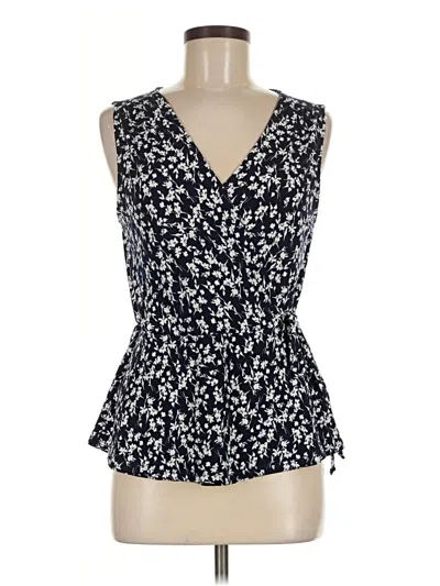 Pre-owned Beacon Tank Top Blue Plunge Neckline Tops