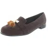 Beacon Trish Womens Microsuede Slip On Smoking Loafers In Brown