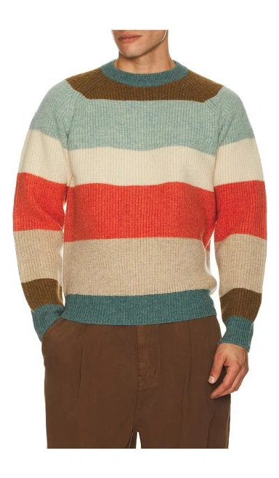 BEAMS CREW MULTI STRIPE 5G SWEATER