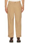 Beams 2 Pleats Trousers Twill In Brown