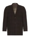 Beams 3b Box-fit Jacket Wool Plaid In Brown