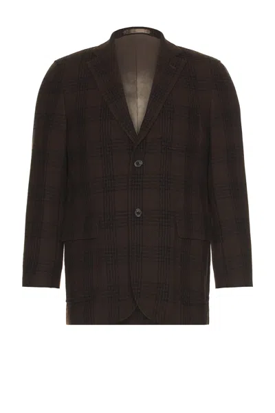 Beams 3b Box-fit Jacket Wool Plaid In Brown