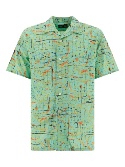 Beams Printed Shirt Shirts Green