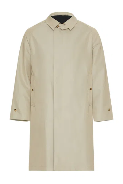Beams Balmacaan Coat Gabardine In Beige
