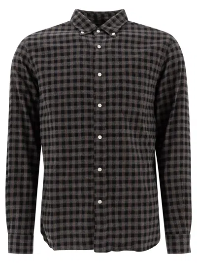Beams Bd Gingham Check Shaggy Shirts Grey In Black