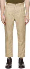 Beams Beige 1 Pleat Trousers In Beige20
