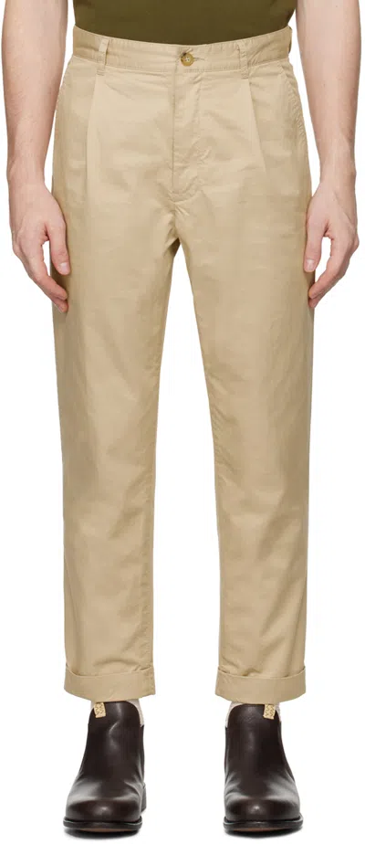 Beams Beige 1 Pleat Trousers In Beige20