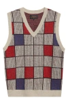 Beams Block Pattern Wool Blend Sweater Vest In Multi