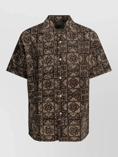 Beams Block Print Short Sleeve Casual Shirt In Multi