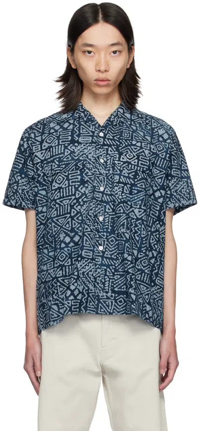 Beams Blue Batik Print Shirt