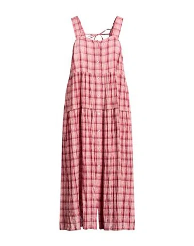 Beams Boy Woman Midi Dress Pink Size Onesize Cotton, Linen, Polyurethane In Multi