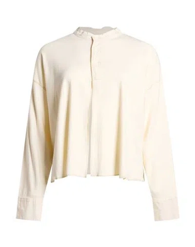 Beams Boy Woman Shirt Cream Size 2 Cotton In White