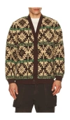 Beams Cardigan Boa Jacquard In Brown
