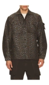 Beams Mil Camo Jacquard Shirt Jacket In Brown