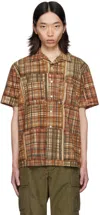 Beams Brown Block Print Shirt In Plaid90