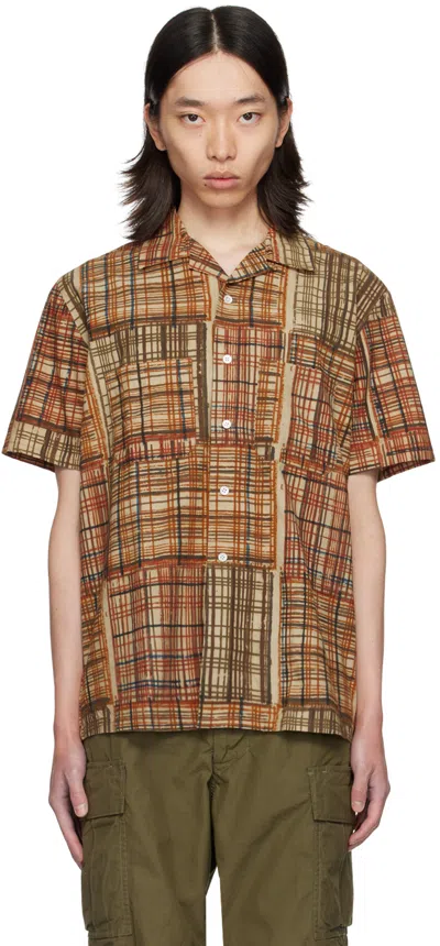 Beams Brown Block Print Shirt In Plaid90