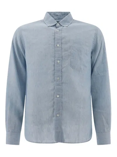 Beams Linen Shirt With Chest Pocket Shirts Light Blue