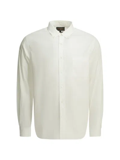 Beams Button-down Chest-pocket Shirt In White