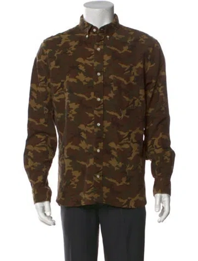 Pre-owned Beams Camouflage Print Long Sleeve Shirt In Brown