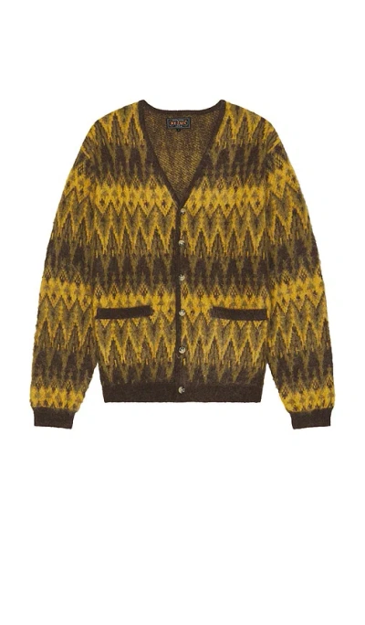 BEAMS CARDIGAN DOUBLE JACQUARD CHEVRON PATTERN