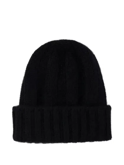 Beams Cashmere Ribbed Beanie In Black