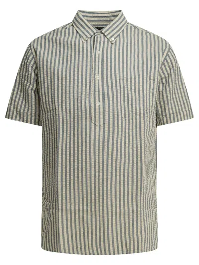 Beams Casual Cotton Seersucker Shirt Shirts Light Blue In Green