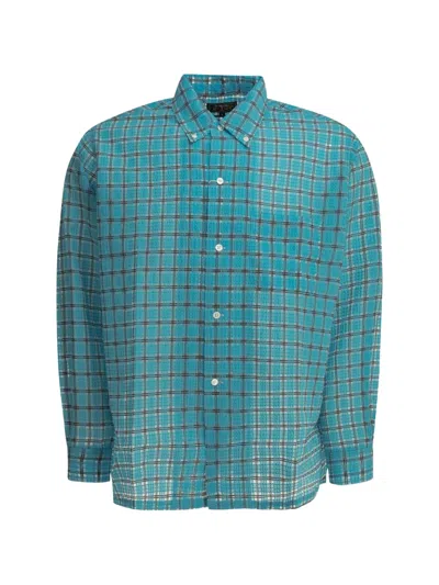 Beams Check-pattern Button-down Shirt In Blue