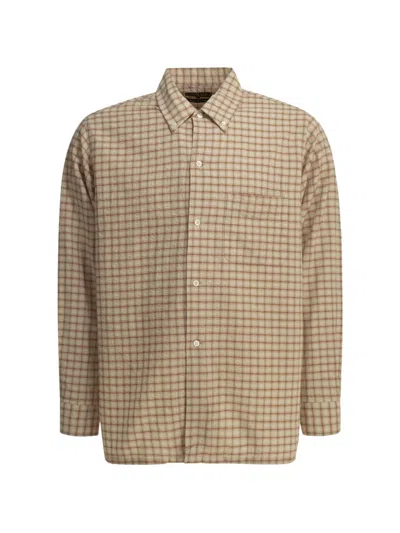 Beams Check-pattern Seersucker-texture Shirt In Neutral