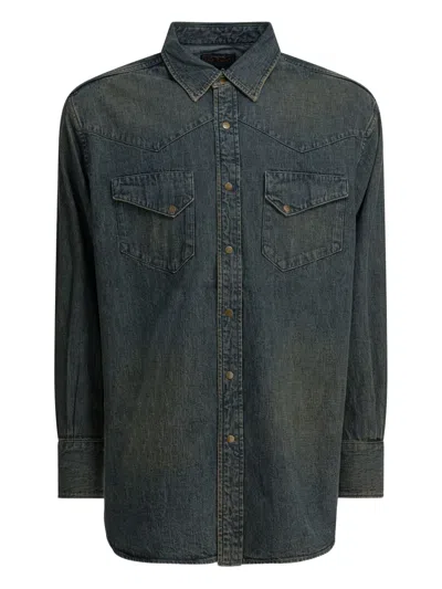 Beams Chest-pocket Cotton Shirt In Blue