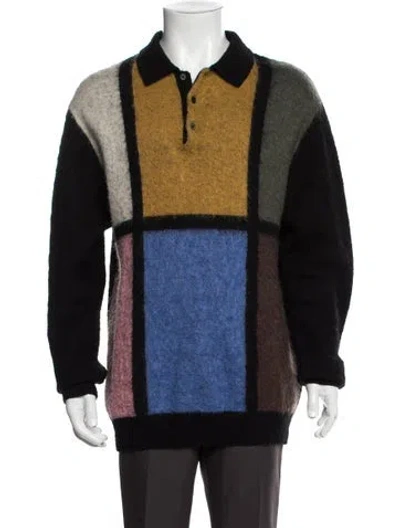 Pre-owned Beams Colorblock Pattern Collar Polo Sweater In Neutral