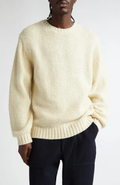 Beams Corkscrew Wool Crewneck Sweater In Off White