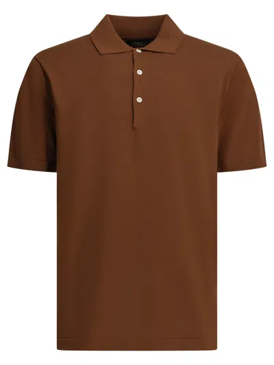 Beams Cotton Button-down Polo Shirt Polo Shirts Brown